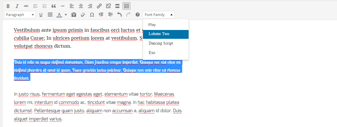 How to add Fonts to WordPress TinyMCE Editor